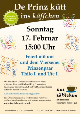 De Prinz kütt am 15. Februar ins käffchen