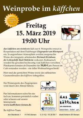 Weinprobe am 15. März im käffchen